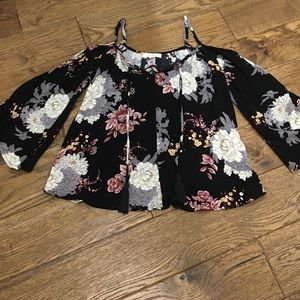 black floral blouse